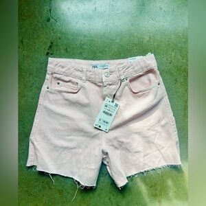 Zara light pink Highrise denim shorts nwt size 6